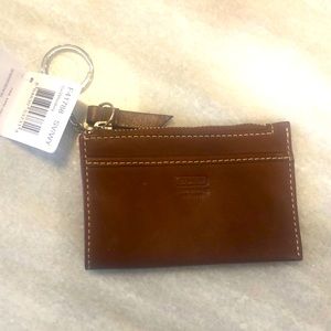 Coach Factory Cardholder Keychain Real Leather Whiskey